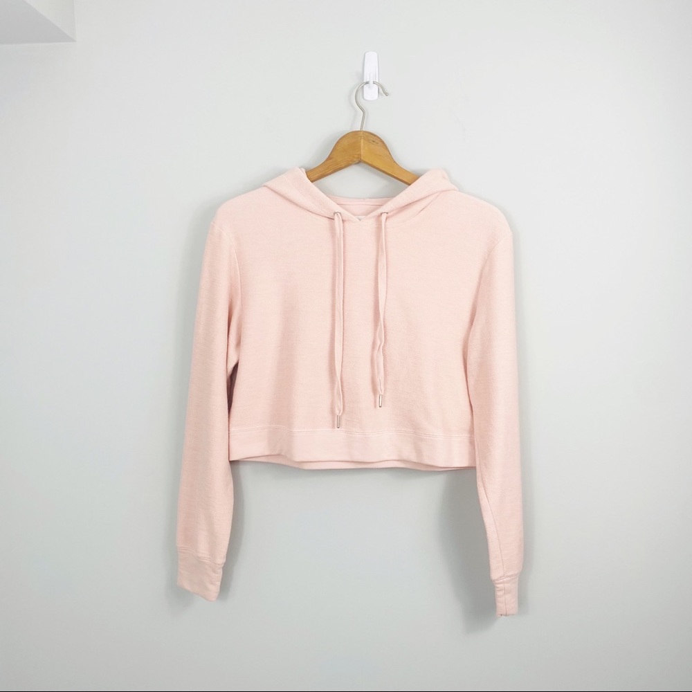 Avec les Filles Light Pink Crop Hoodie Size Small